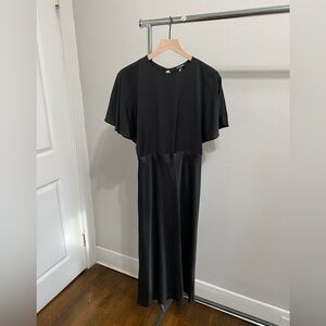 Black Satin Midi Dress